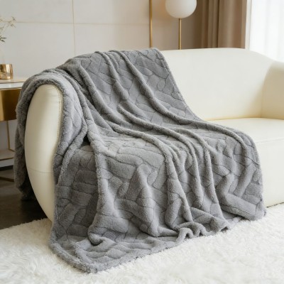 Rabbit Fur Jacquard Warm Throw, Thick Comfortable Blanket for Home & Leisure