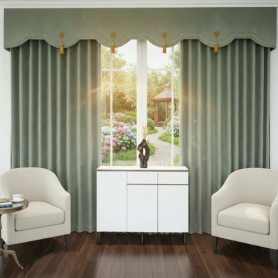 Australian Wool Chenille Retro Green Blackout High-end Living Room Bedroom Light Luxury Modern Simple Curtain