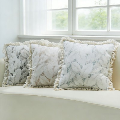 Tasseled Linen Sofa Cushion Cover, Premium Throw Pillow Cover for Living Room, High-End Backrest Pillow