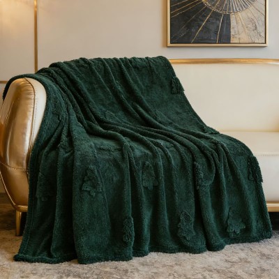 Plush Fleece Jacquard Throw Blanket, Multi-purpose Nap & Air Conditioner Blanket for Office, Sofa & Bed